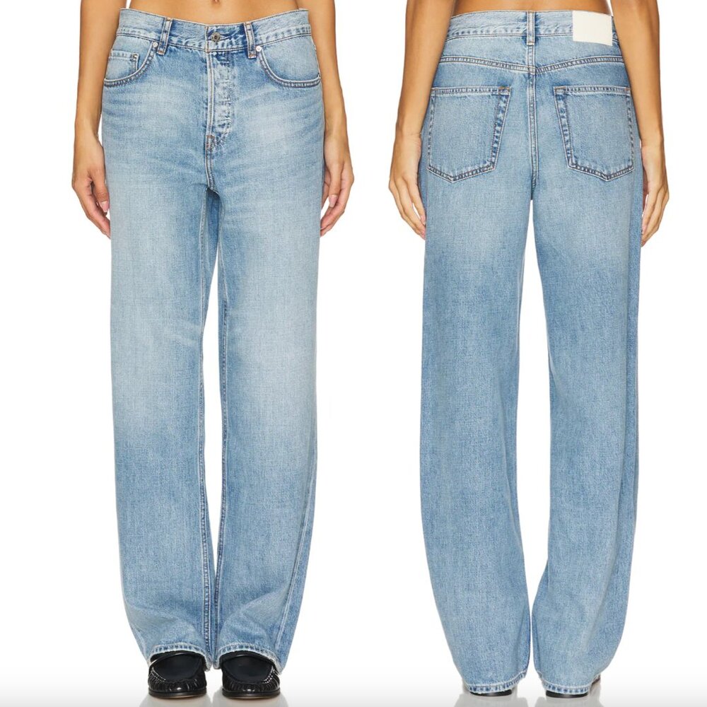 GRLFRND Bella Low Rise Boyfriend Jeans in Santa Monica Light Wash Blue Denim 24